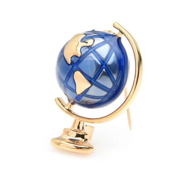 Enamel Globe Earth Shaped Brooch - Picture 3 of 4